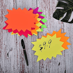 50pcs Neon Star Signs for Retail Garage Pricing Yard Tag Signs