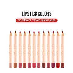 12 Pcs Lipstick Pencil Long Lasting Matte Lip Liner Pen Set