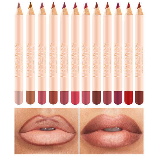 12 Pcs Lipstick Pencil Long Lasting Matte Lip Liner Pen Set
