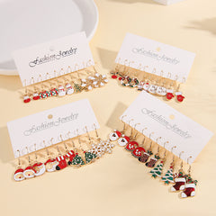 Holiday Style Christmas Stud Earrings Set - Santa Claus & Christmas Tree Decor