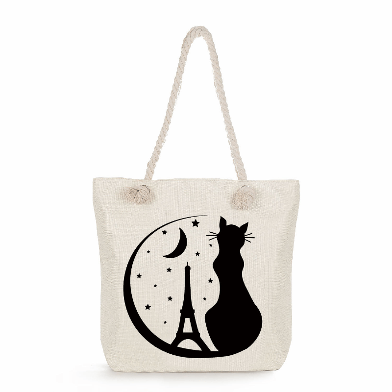 Cat Print Tote Bag Heavy Duty Reusable Shopping Bag