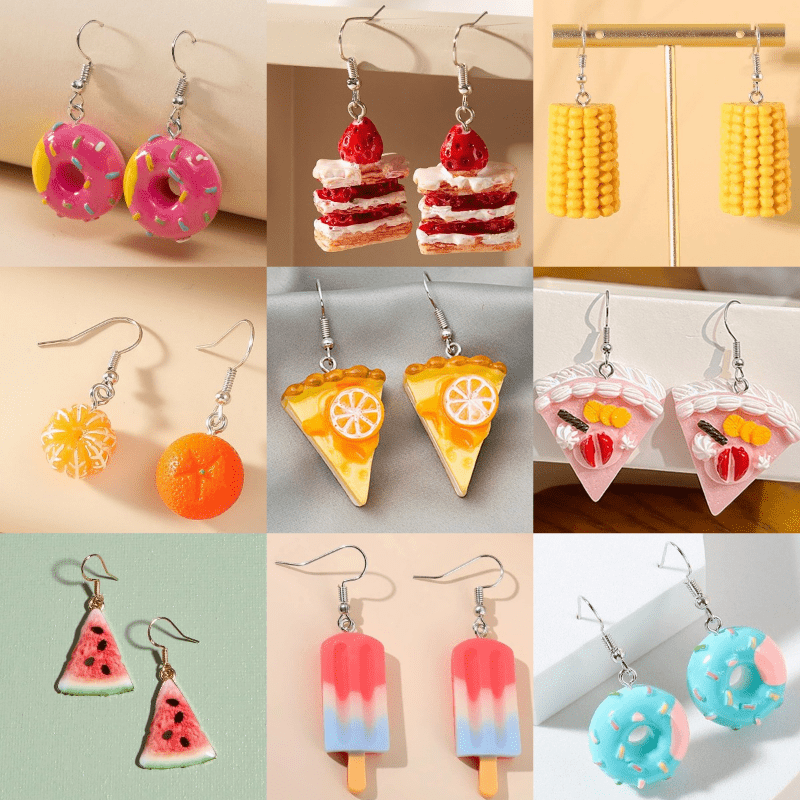 Simulation Mini Food Cake Fruit Hook Earrings Jewelry Gift