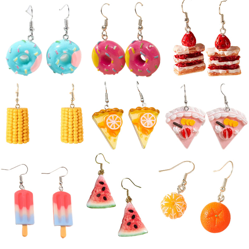 Simulation Mini Food Cake Fruit Hook Earrings Jewelry Gift