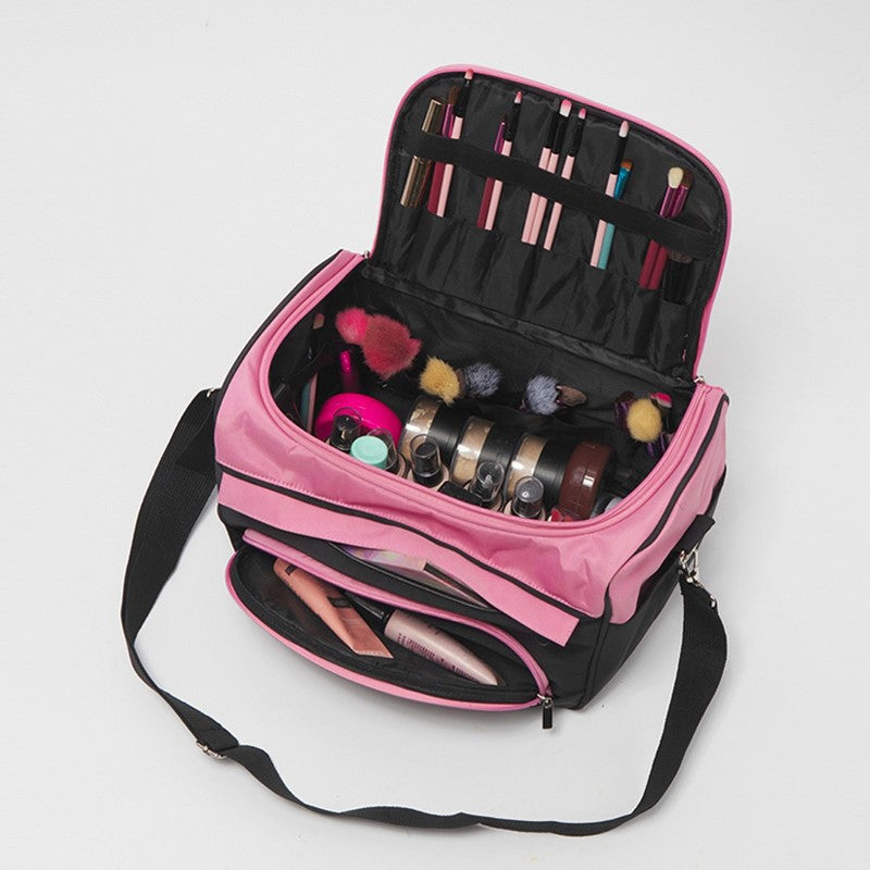 Large Capacity Colorblock Cosmetic Handbag Lightweight Portable Bag