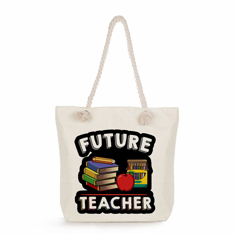 Teacher's Printed Tote Bag Portable Storage Shoulder Bag