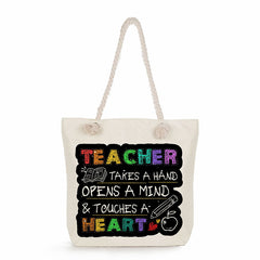 Teacher's Printed Tote Bag Portable Storage Shoulder Bag