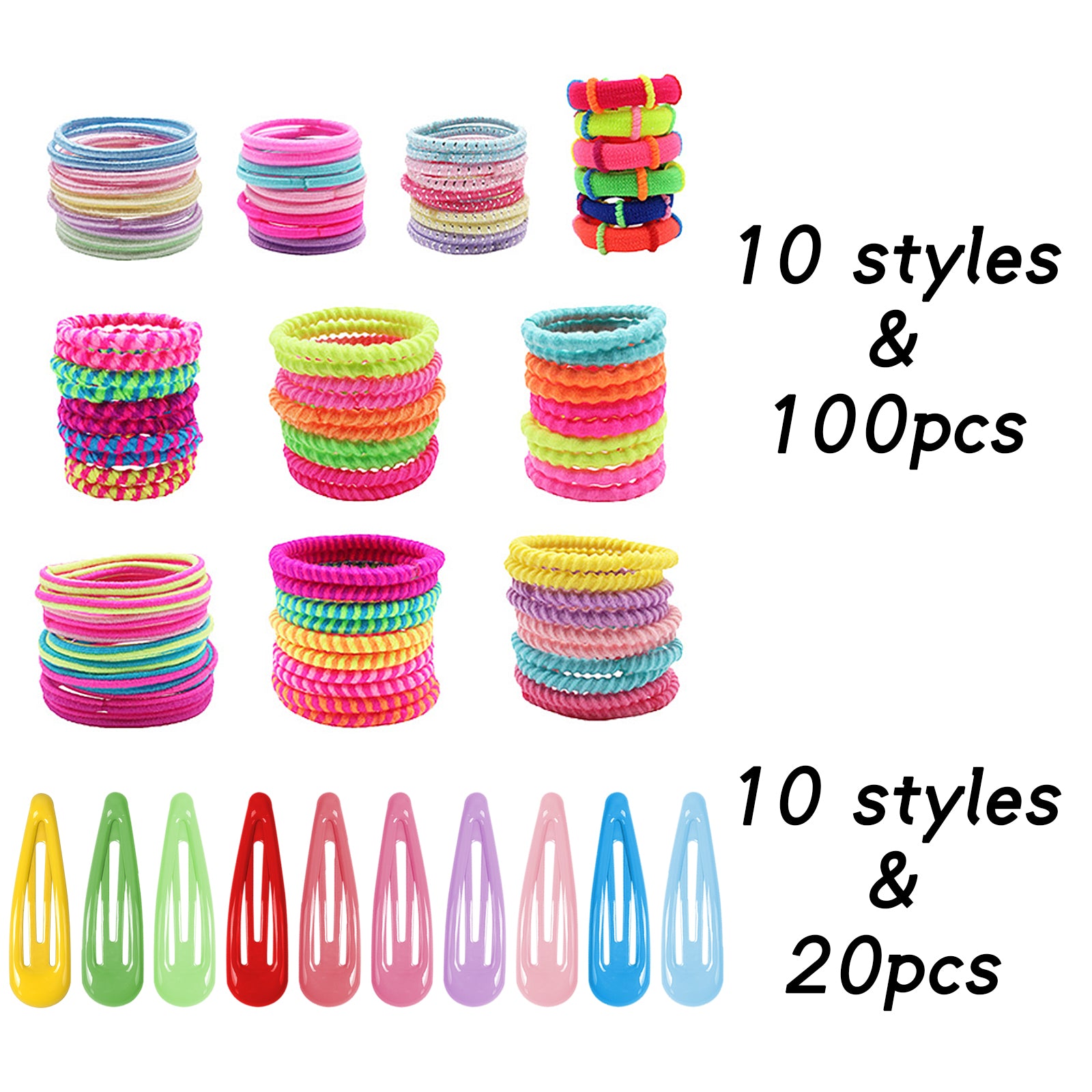 120 Pcs Girls Snap Barrettes Kids Clips Hairpin Hair Ties Ponyt