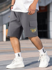 Men's Pattern Letter Print Cargo Shorts for Summer