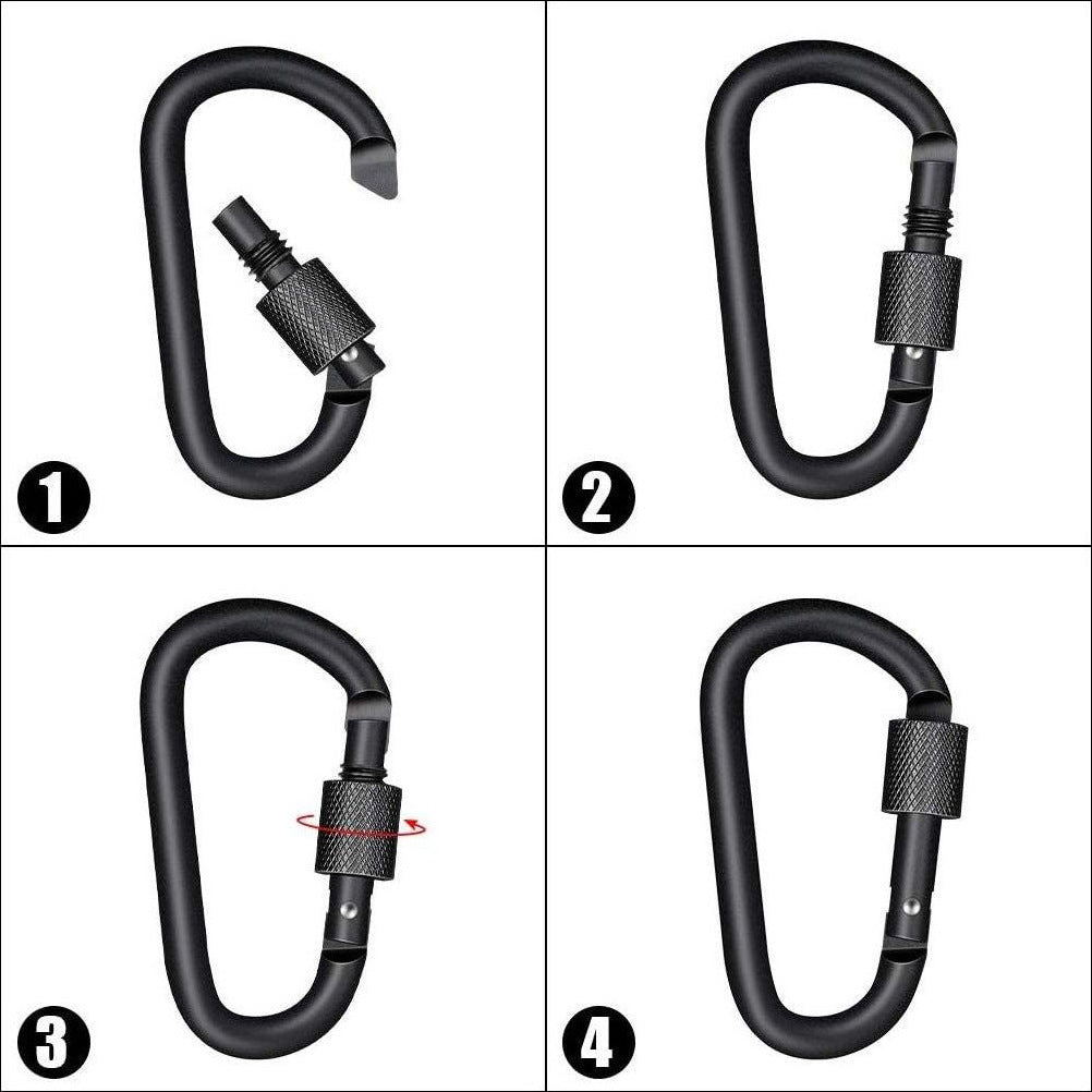 Set of 5 Screw Lock Carabiners for Climbing and Hiking