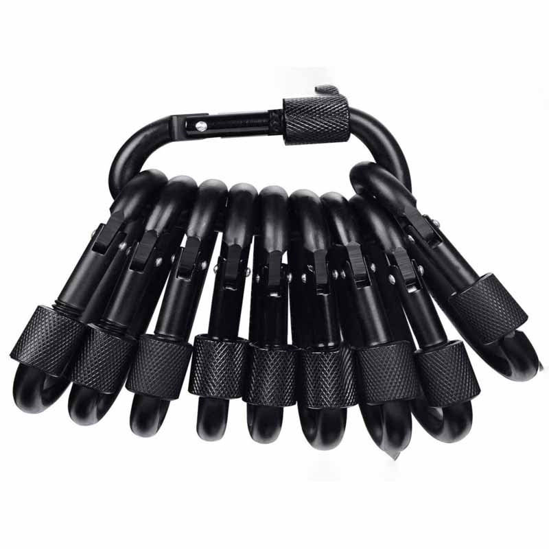 Set of 5 Screw Lock Carabiners for Climbing and Hiking