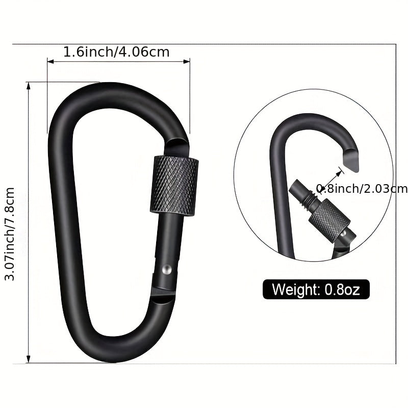 Set of 5 Screw Lock Carabiners for Climbing and Hiking