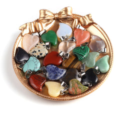 10pcs Natural Stone Heart Charms for DIY Jewelry Making
