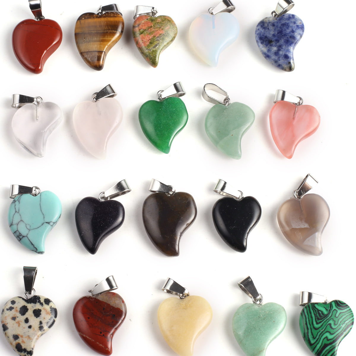 10pcs Natural Stone Heart Charms for DIY Jewelry Making