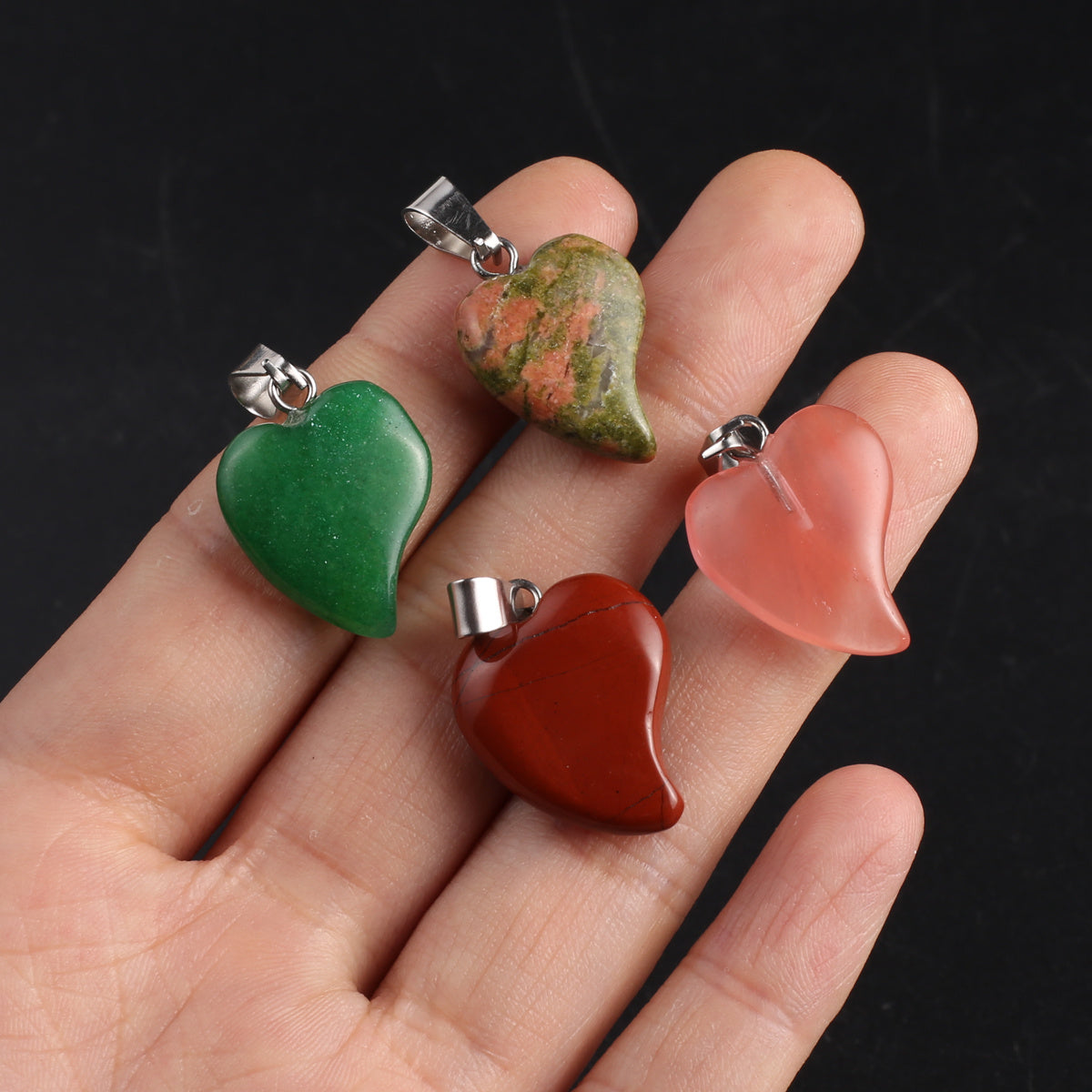 10pcs Natural Stone Heart Charms for DIY Jewelry Making
