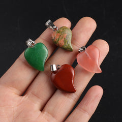 10pcs Natural Stone Heart Charms for DIY Jewelry Making