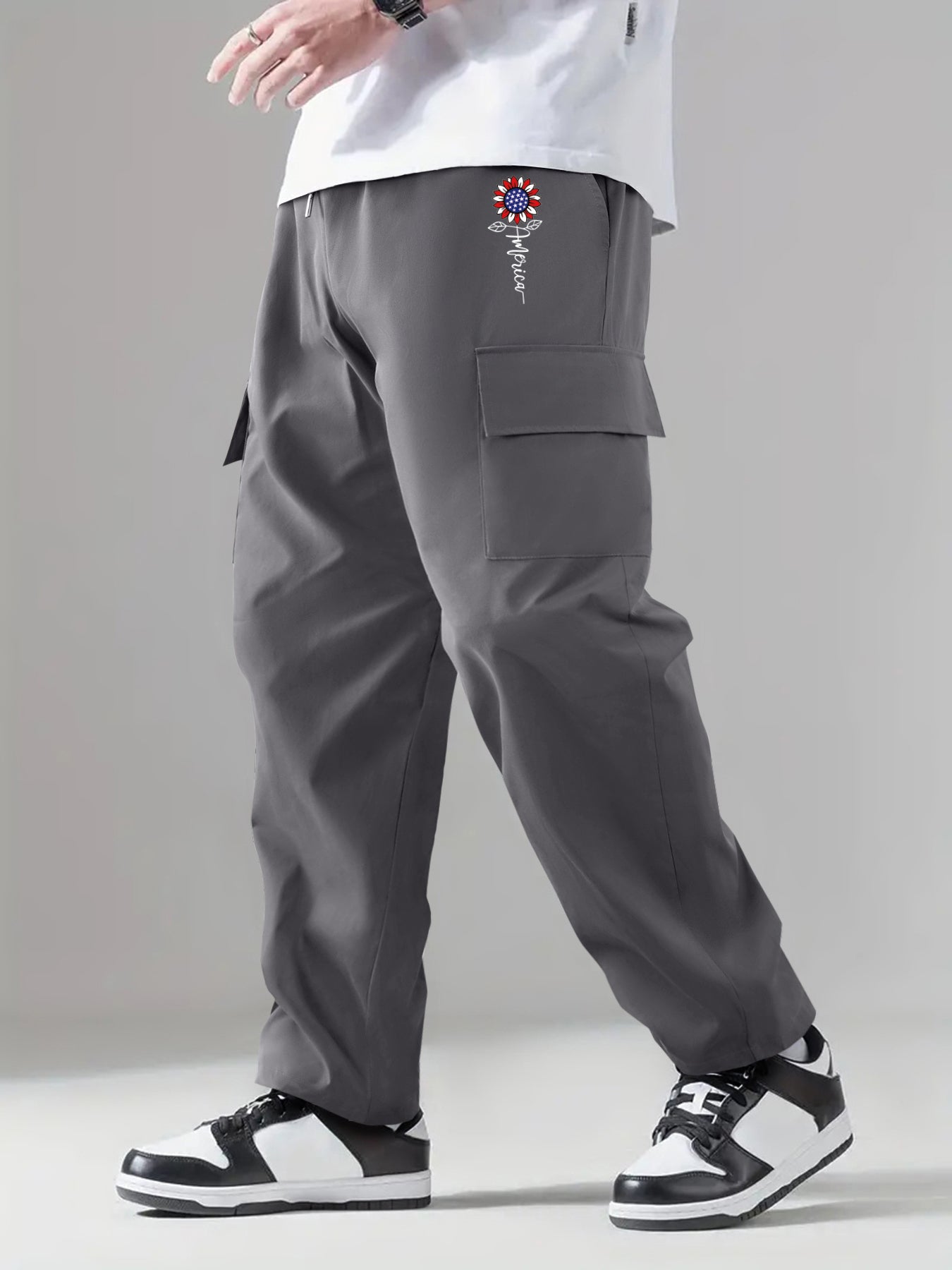 Cargo Pants Men Casual Loose Fit Drawstring Joggers Spring Summer