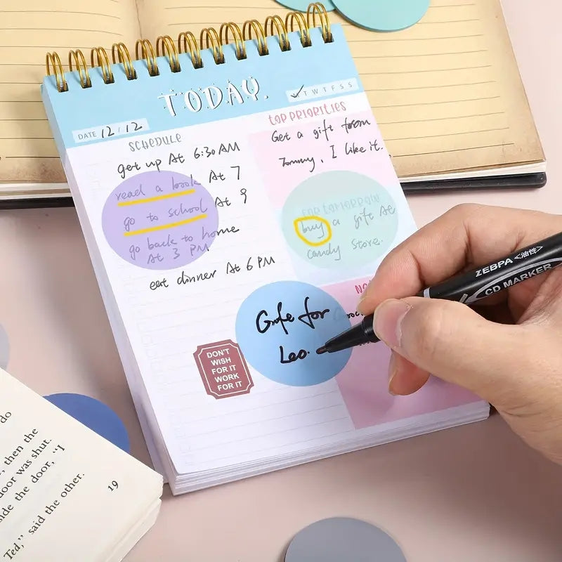 Morandi Round Transparent Sticky Notes Waterproof Bookmarks Page Flags