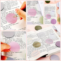 Morandi Round Transparent Sticky Notes Waterproof Bookmarks Page Flags