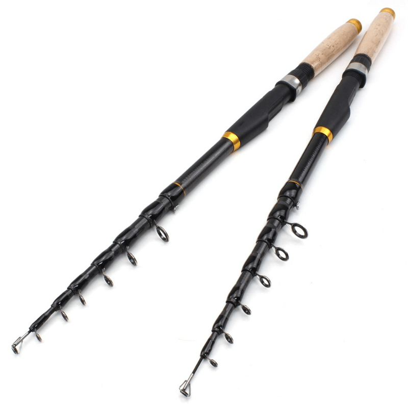 Compact Retractable Fishing Rod with Wooden Handle