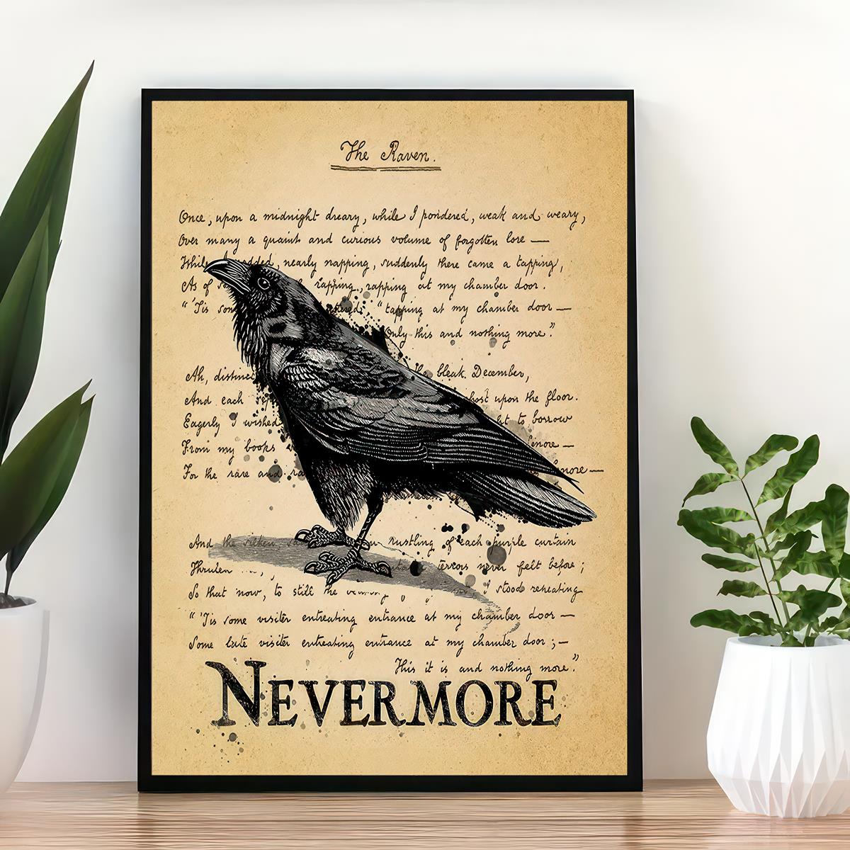 Retro Gothic Canvas Wall Art Creepy Poetry Poem Wall Art