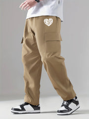 Men's Casual Cargo Pants Drawstring Loose Straight Leg