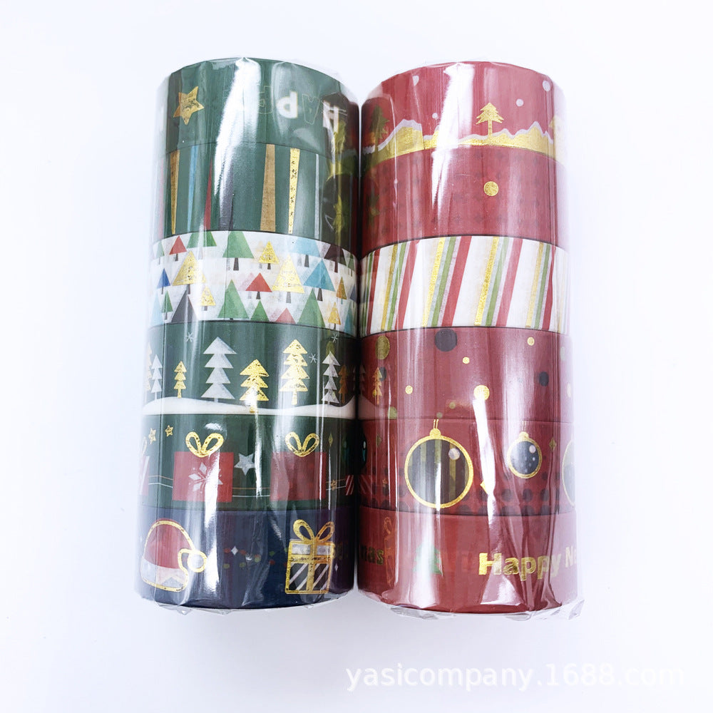 12 Rolls Christmas Bronzing Washi Tape MERRY CHRISTMAS Red And Green