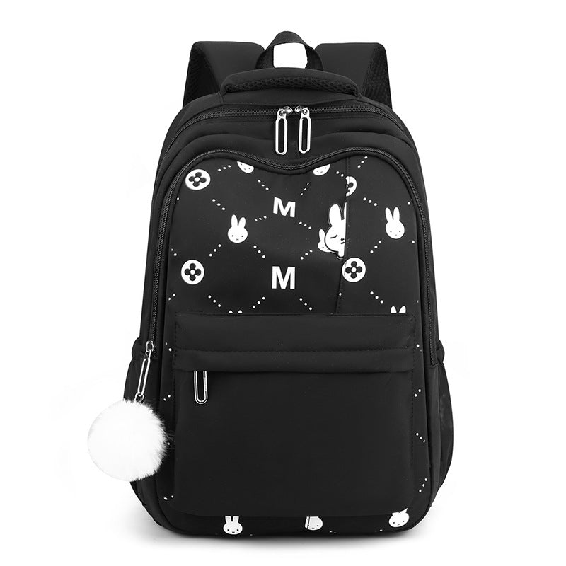 Bunny Pattern Backpack Preppy Zipper Daypack Back To School Bag
