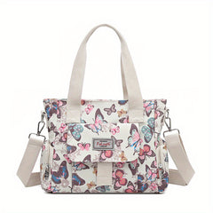 Floral Tote Bag Nylon Crossbody Handbag