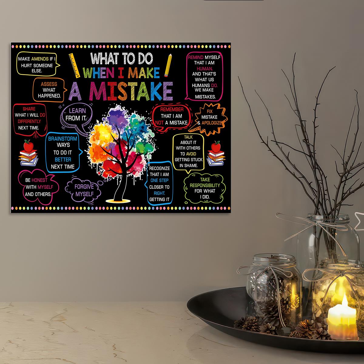 1pc Mistake Abstract Canvas Painting Inspirational Artwork Home Wall Decor