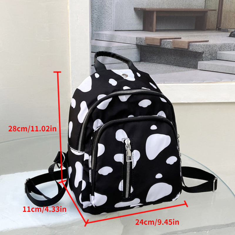 1pc Spotted Backpack With Earphone Hole Double Shoulder Bag