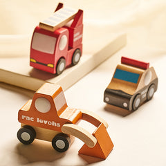 Montessori Mini Wooden Vehicle Toy Set