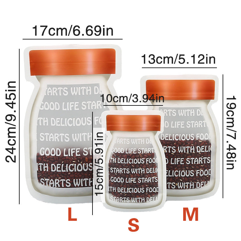 5pcs Bottle Ziplock Bags Reusable Food Storage Baked Snacks Nuts Candies Freeze