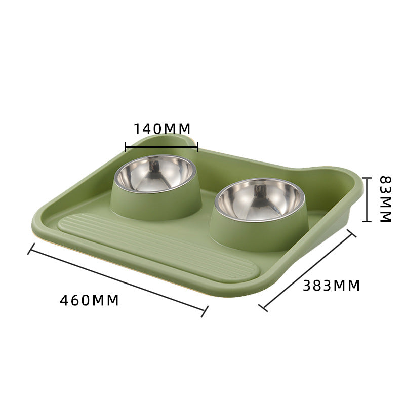 Stainless Steel Double Cat Feeder Bowls With Mat