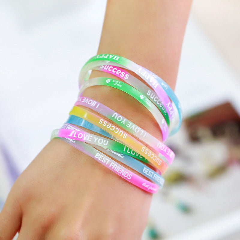 5pcs Silicone Sports Bracelet Waterproof Rubber Wristband