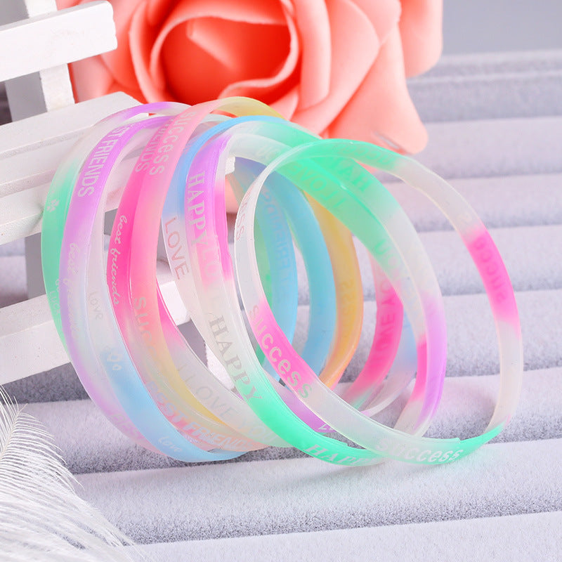 5pcs Silicone Sports Bracelet Waterproof Rubber Wristband