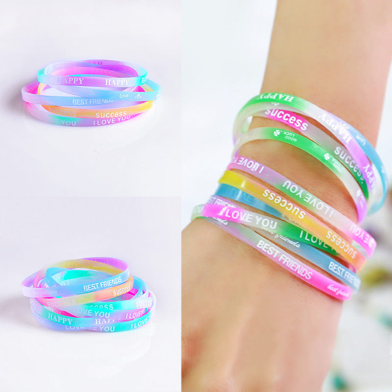 5pcs Silicone Sports Bracelet Waterproof Rubber Wristband