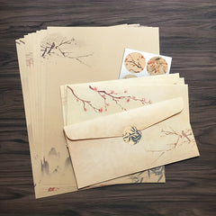 Classic Retro Stationery Set with 16pcs Envelopes, Papers, Stickers
