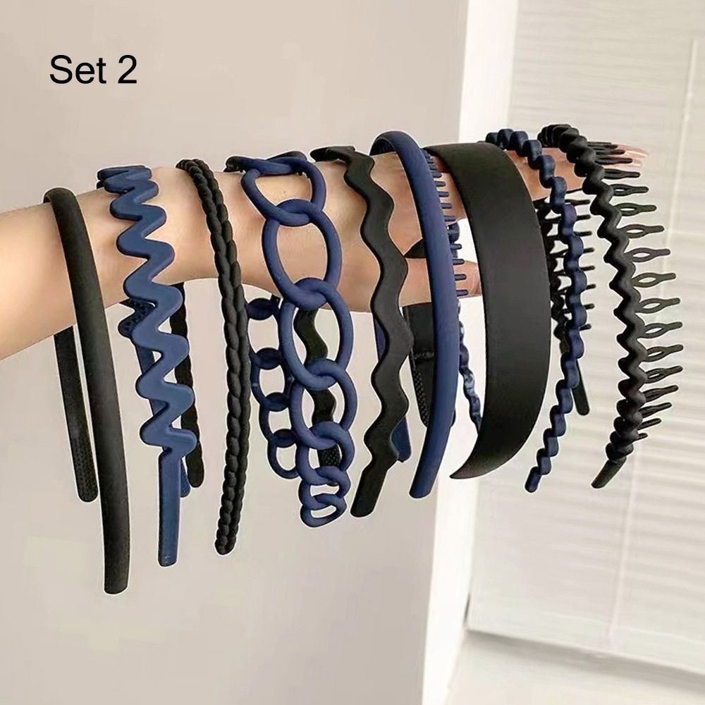 8pcs Solid Headband Teethed Head Hoop Women's Hair Accessories