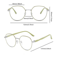 Men's Oval Anti Light Glasses Milky Frame Vintage Style