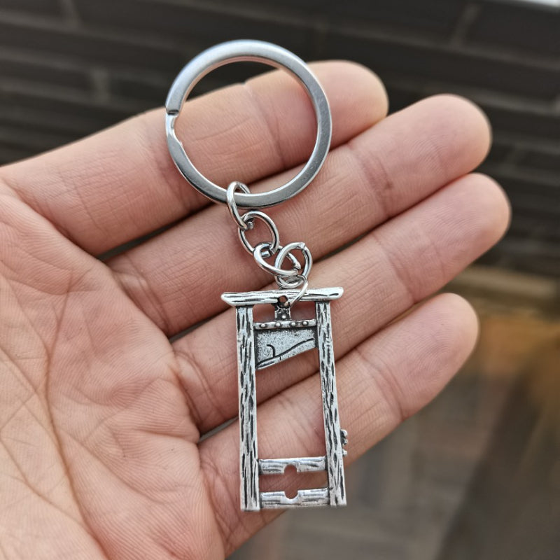 Gothic Metal Guillotine Keyring Pendant Halloween Ornament