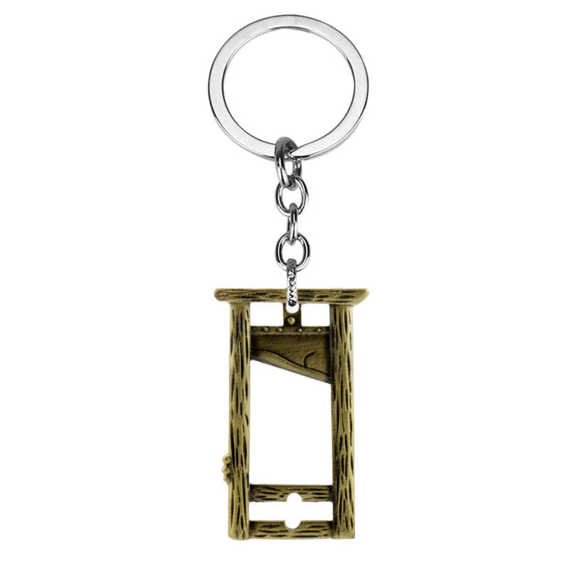 Gothic Metal Guillotine Keyring Pendant Halloween Ornament