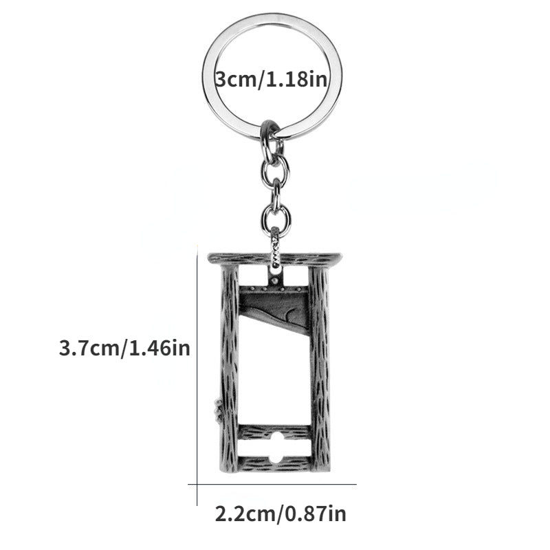 Gothic Metal Guillotine Keyring Pendant Halloween Ornament
