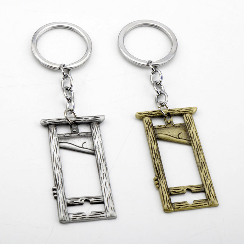 Gothic Metal Guillotine Keyring Pendant Halloween Ornament