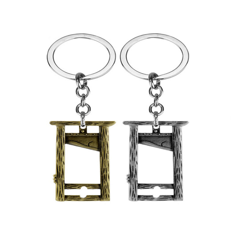 Gothic Metal Guillotine Keyring Pendant Halloween Ornament