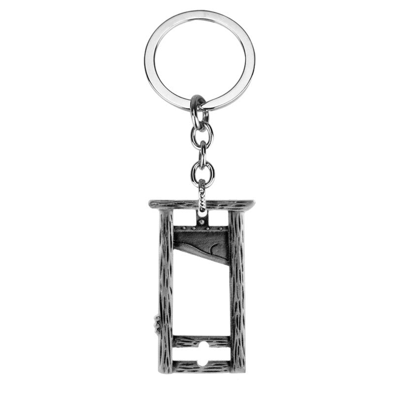 Gothic Metal Guillotine Keyring Pendant Halloween Ornament
