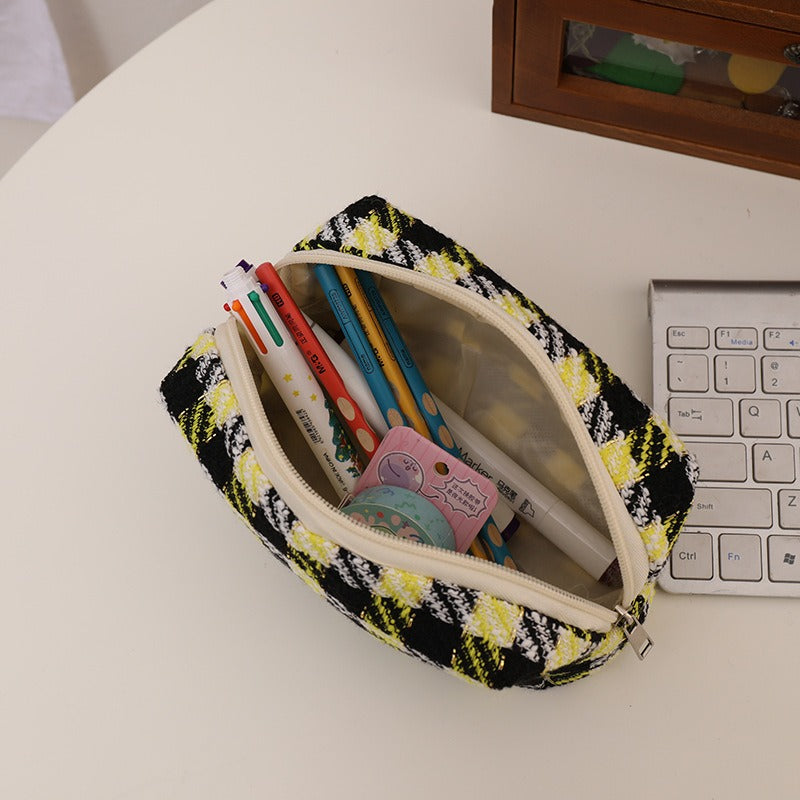 Fancy Tweed Cosmetic Bag Lightweight Storage Pouch For Travel