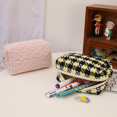 Fancy Tweed Cosmetic Bag Lightweight Storage Pouch For Travel