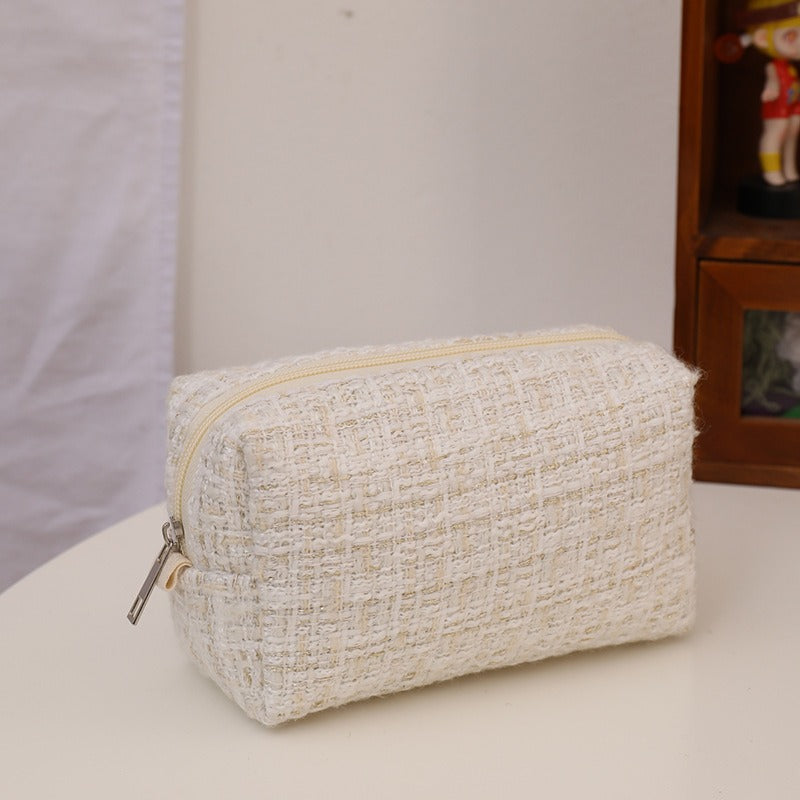 Fancy Tweed Cosmetic Bag Lightweight Storage Pouch For Travel