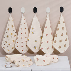 2pcs Pattern Washcloth Handkerchiefs Small Square Towel Soft Absorbent