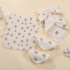 2pcs Pattern Washcloth Handkerchiefs Small Square Towel Soft Absorbent